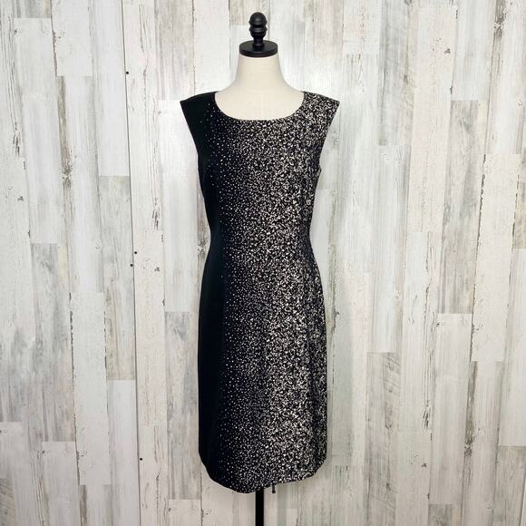 Lafayette 148 New York Savannah Dress Black Cream Wool Sheath Work Preppy Size 6 - Picture 1 of 9